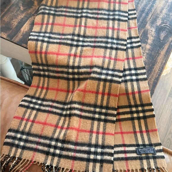 Burberry Tan and Black 100% Cashmere Plaid Scarf - Picture 1 of 5
